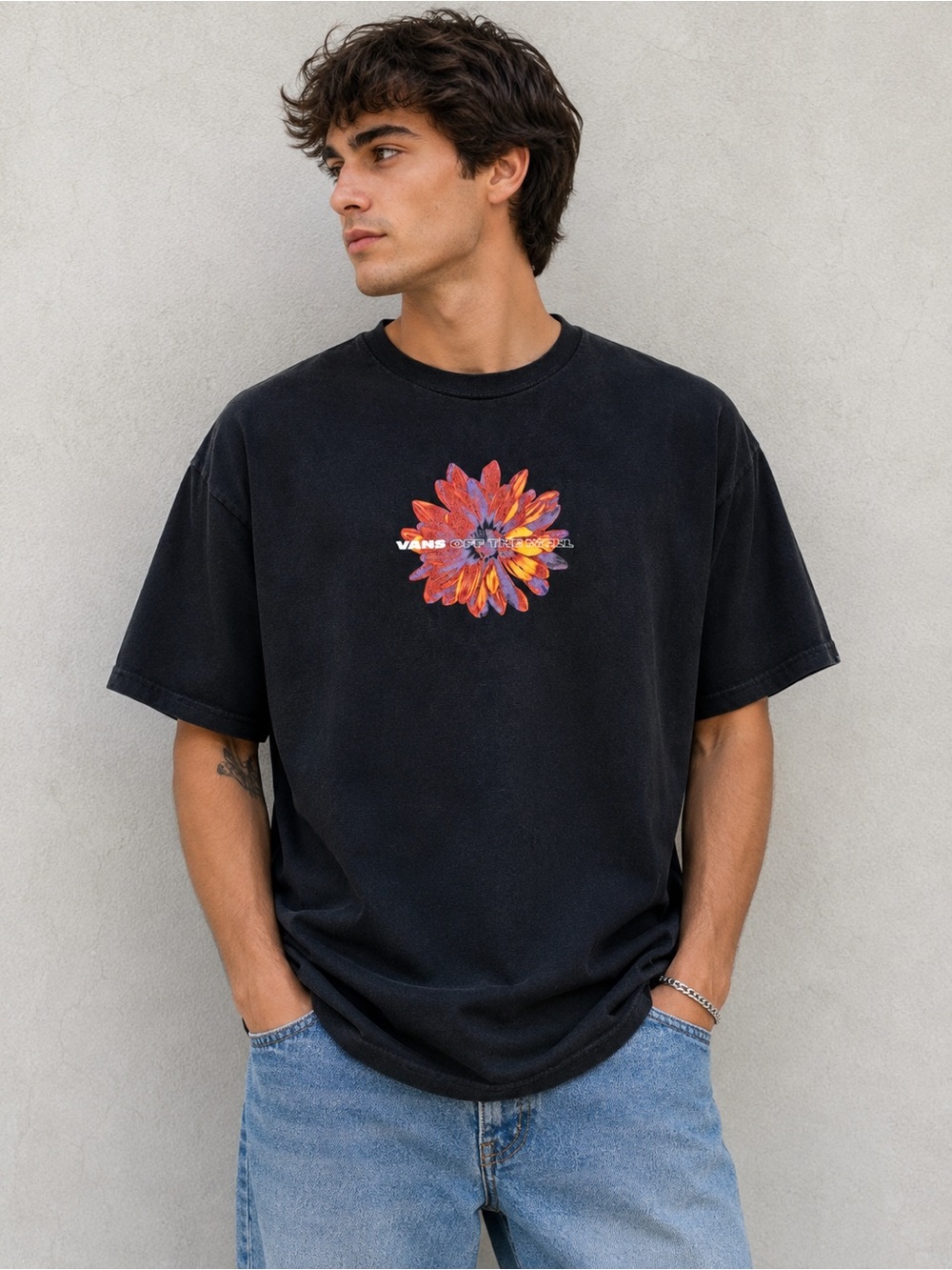 Vans Floral Logo Graphic Tee Black Oversized XL Men’s Streetwear